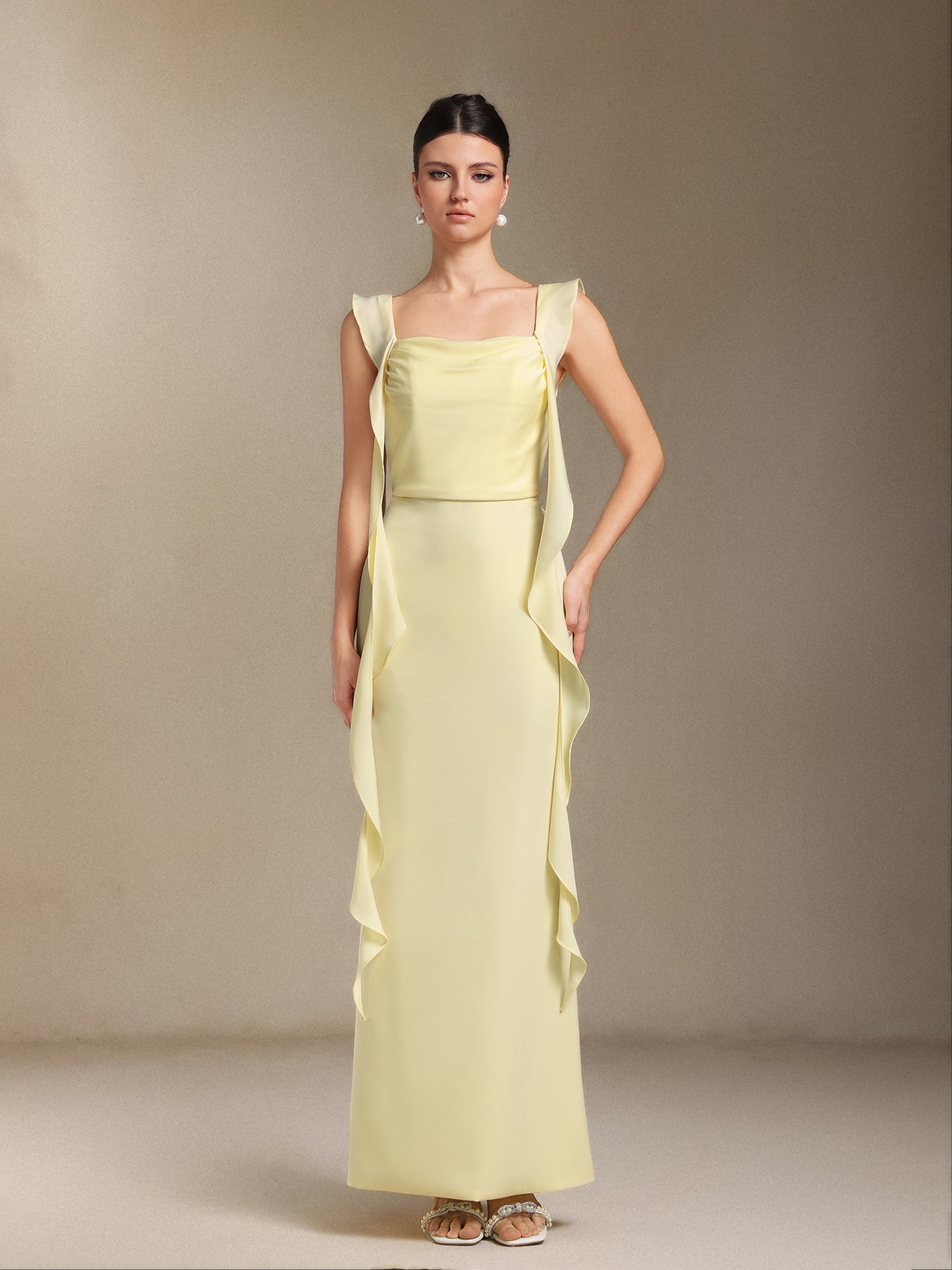Vestido Maxi Elosie com Laço Ombro Único