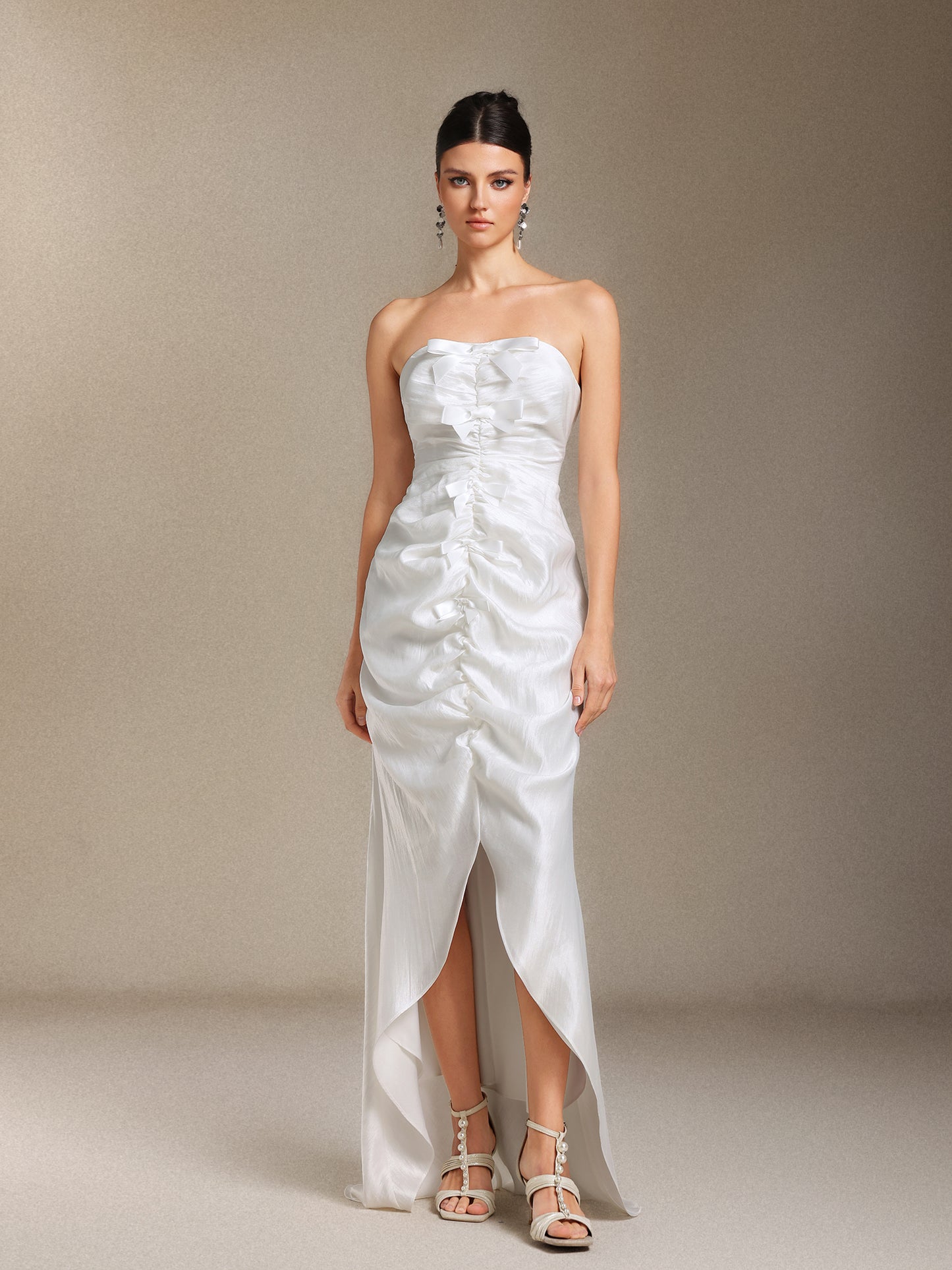 Vestido Maxi Lexy com Drapeado e Laço