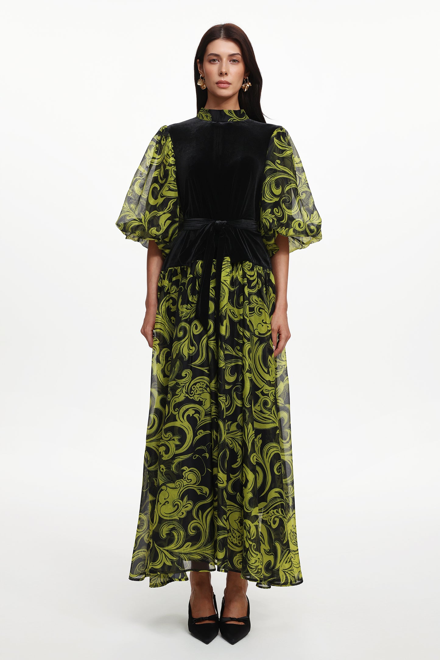 Vestido Maxi Secyij Resort com Mangas Puff
