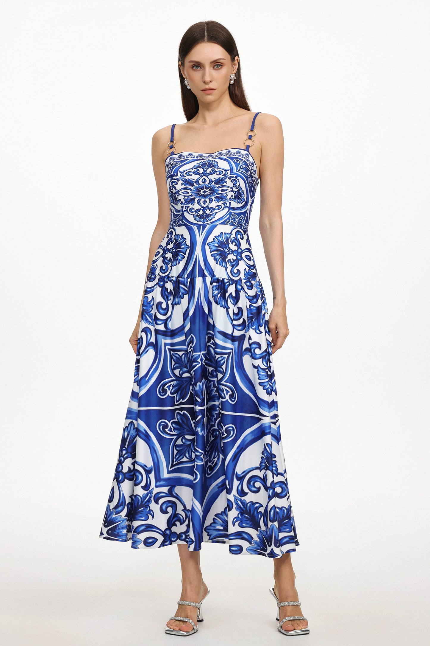 Vestido Unico Resort Fluido Sem Mangas com Estampa Floral
