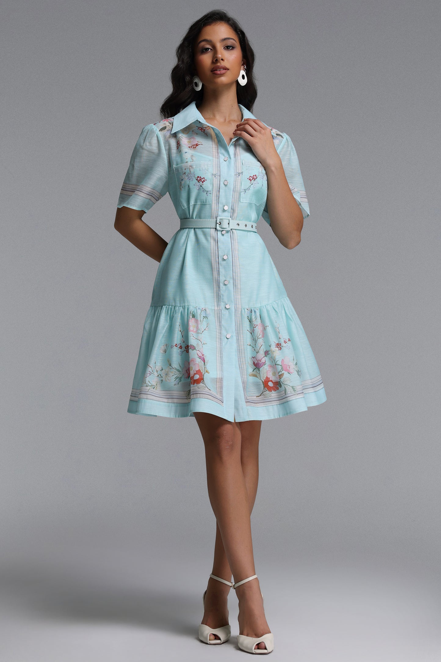 Vestido Nikuna Resort: Manga Curta Estampado Floral Mini