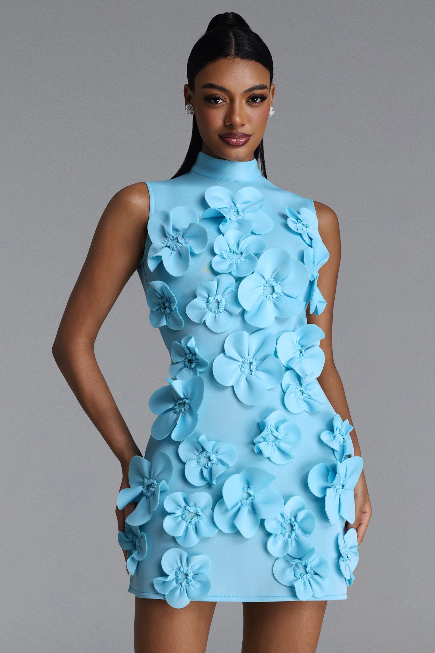 Vestido Mini Uana Floral com Decote Contornado