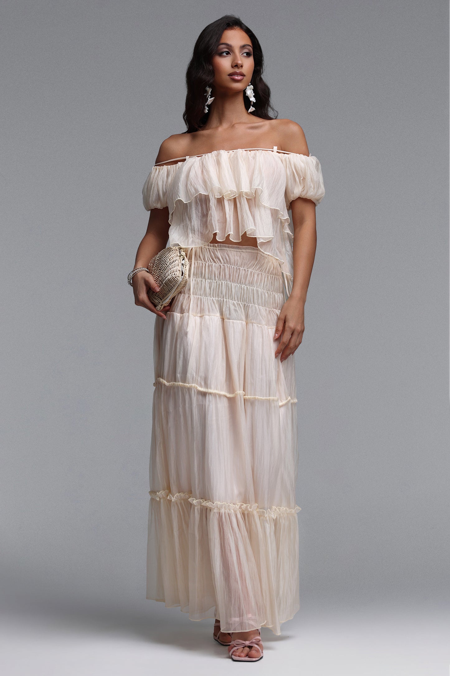 Conjunto Vanessa Resort com Babado e Ombro a Ombro