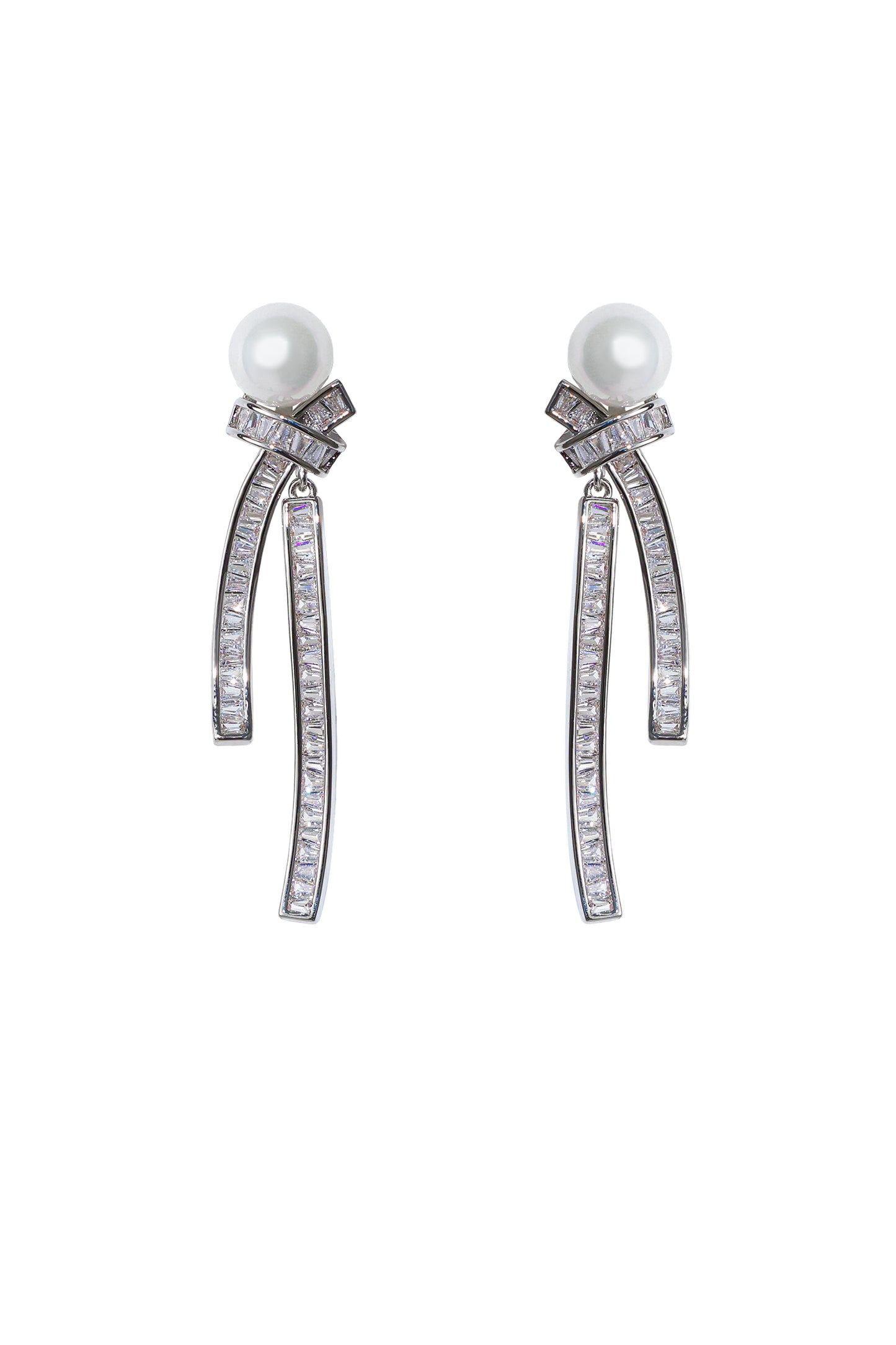 Brincos Sydney Laço com Pérolas e Diamantes