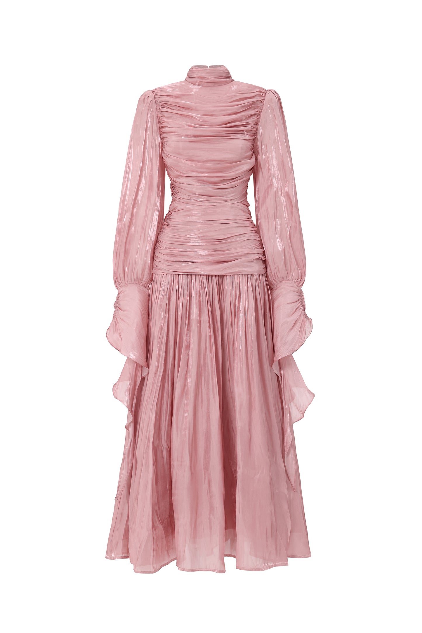 Maxi Dress Viky Resort com Manga Longa e Franzido Marcado