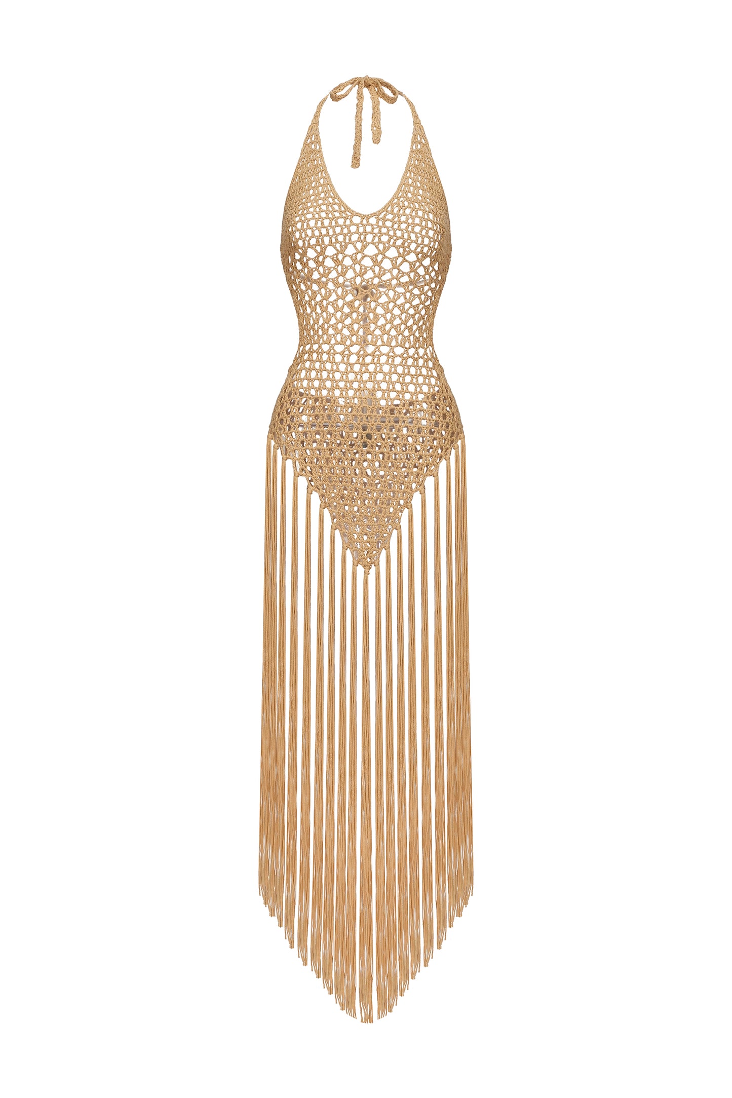 Vestido Midi Tesare com Trama de Franjas
