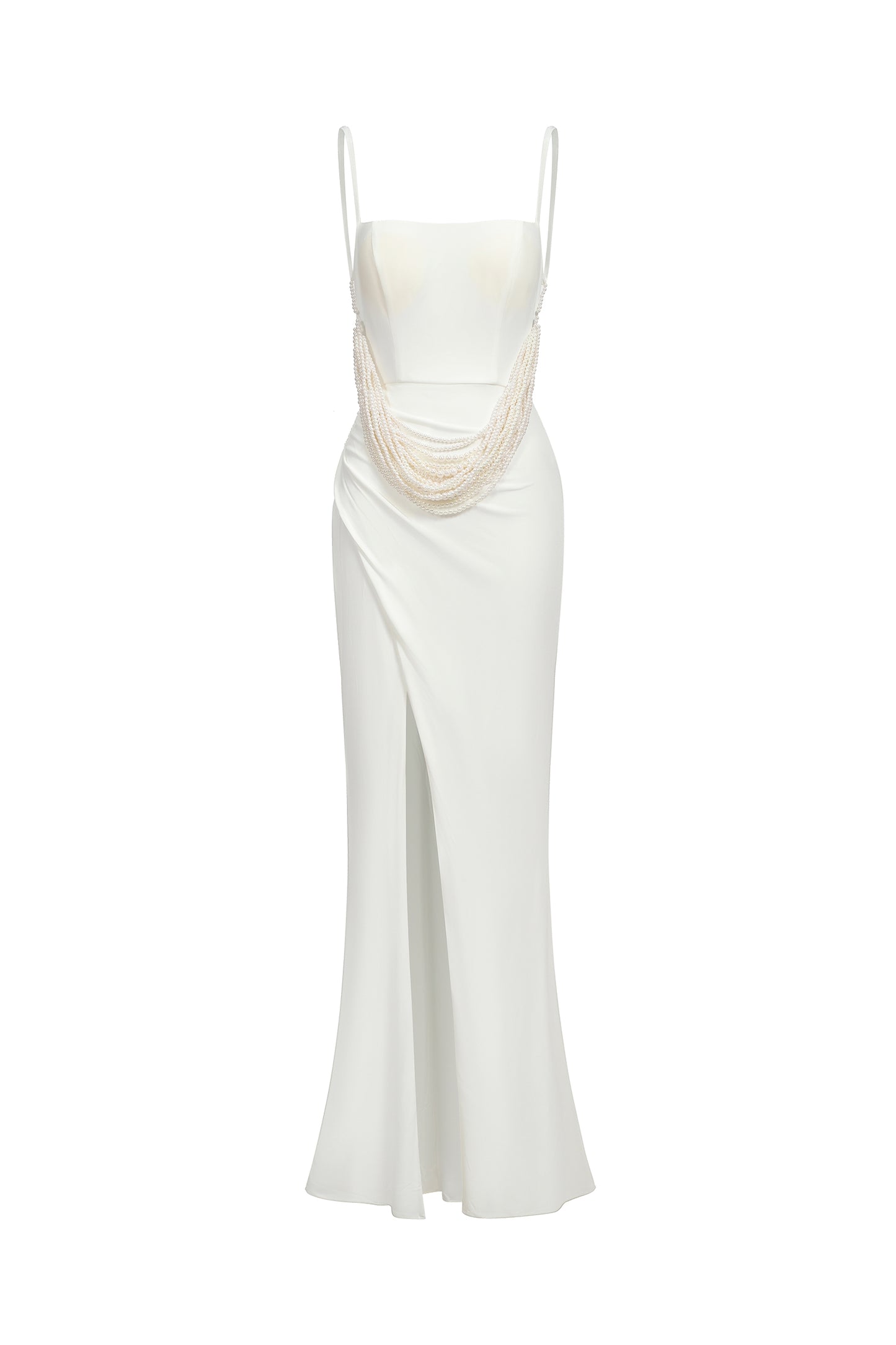 Maxi Dress Jayne com Pérolas e Fenda Alta