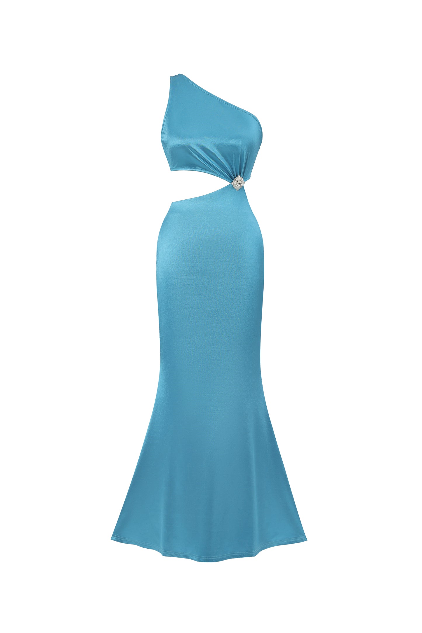 Maxi Dress Kanma Ombro Único com Cut-Out - Azul