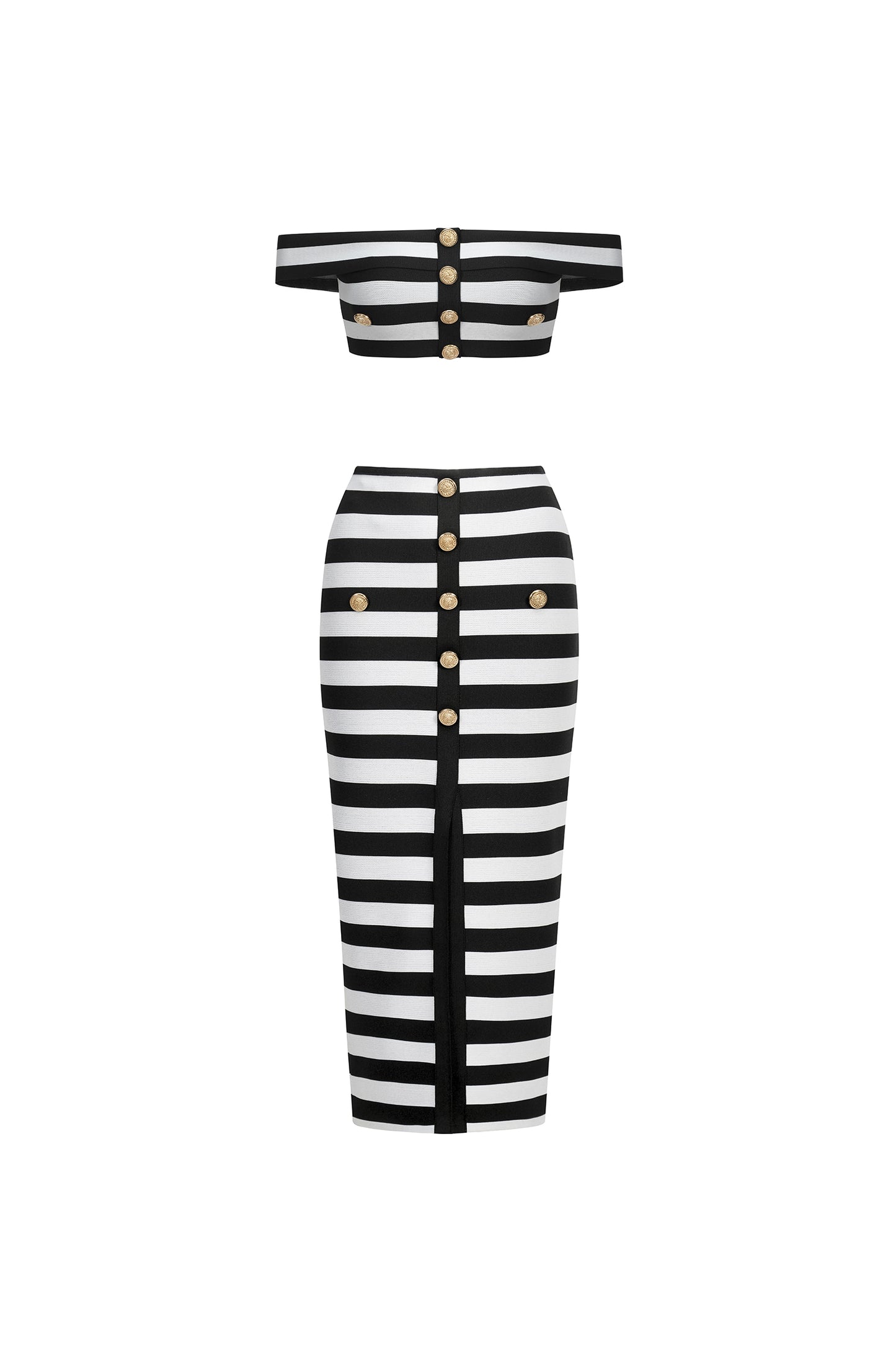 Two-Piece Bandage Martha com Ombro a Ombro e Recortes Vazados