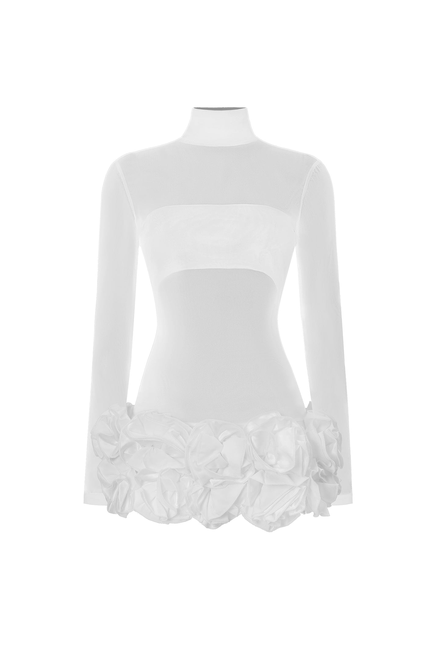 Vestido Mini Halasa com Flores e Manga Longa