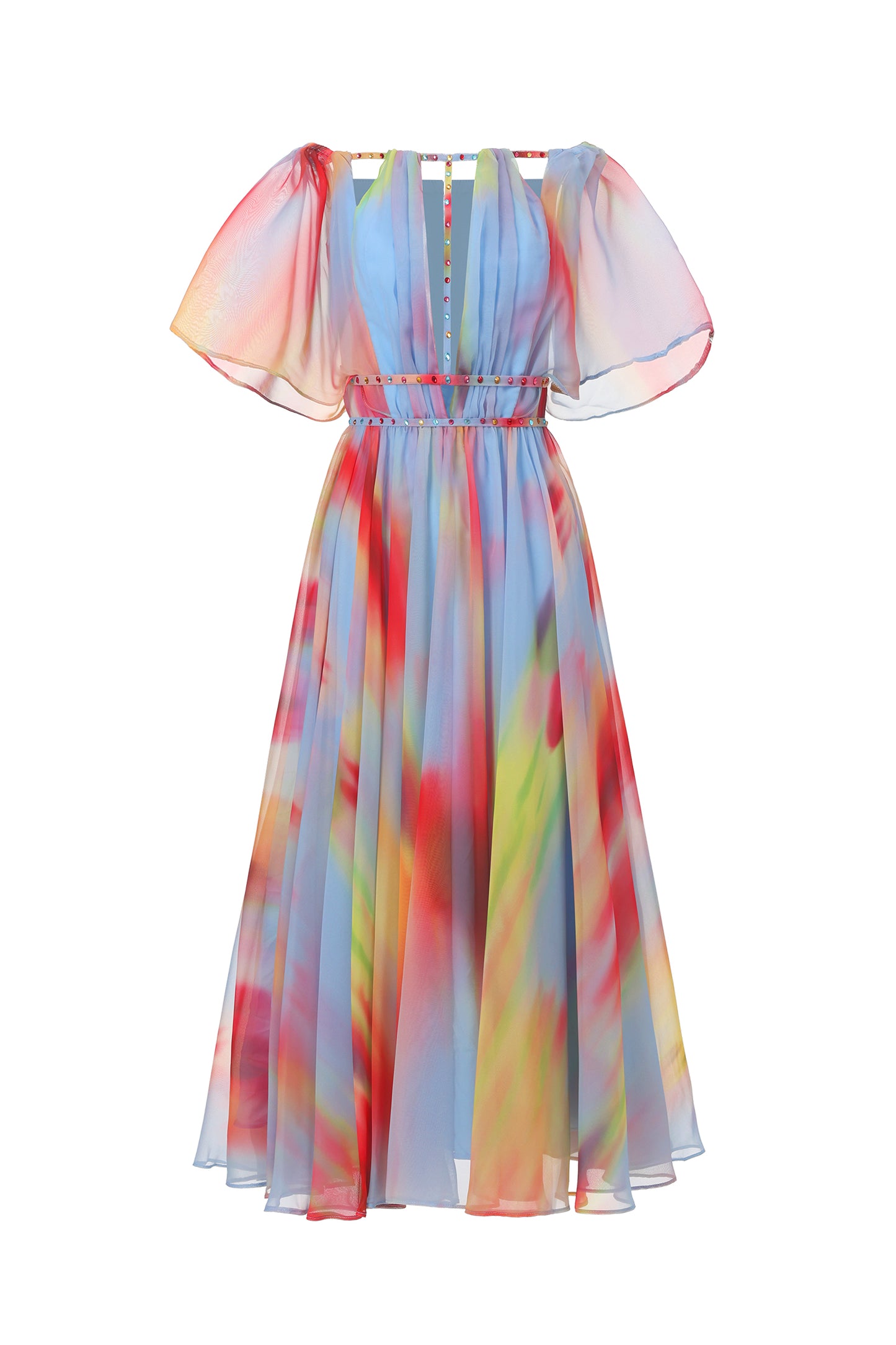 Vestido Midi Zaysha com Ombro a Ombro e Detalhe Vazado