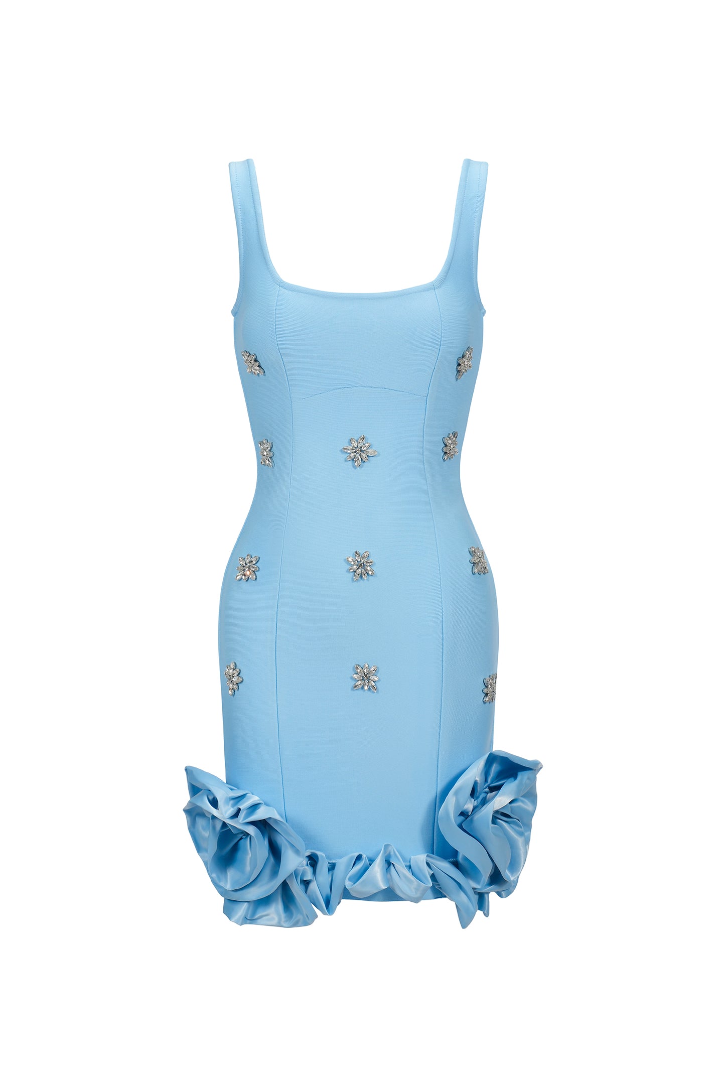 Vestido Mini Nomi sem Mangas com Flores em Strass