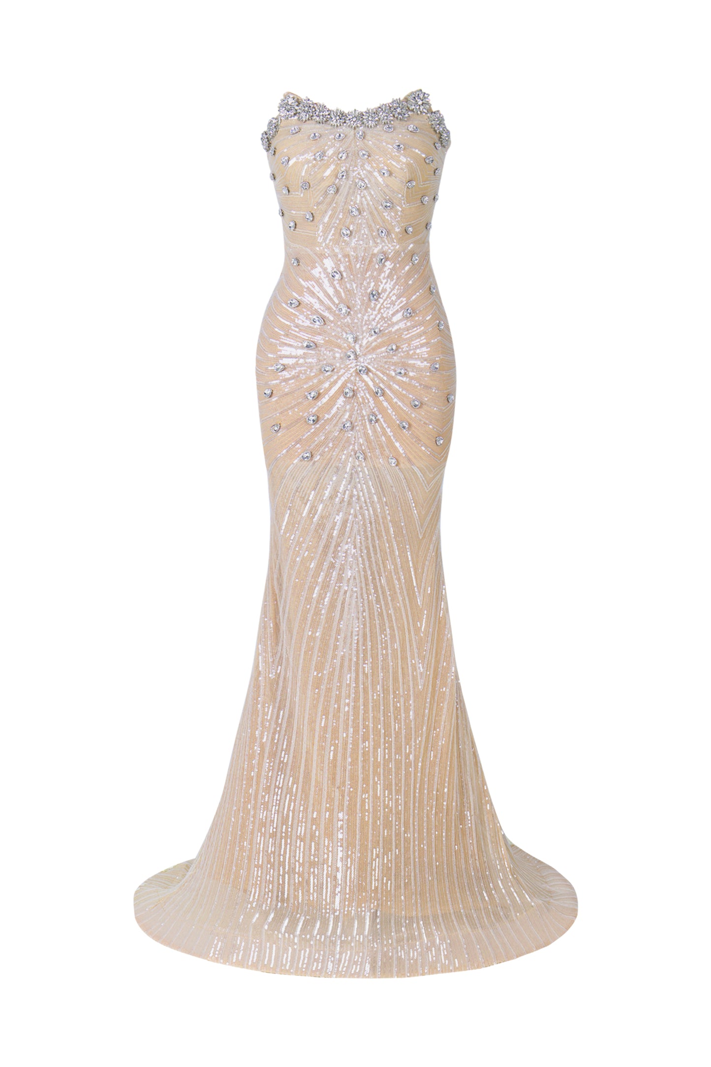 Vestido Maxi Kori com Paetês e Ombros à Mostra