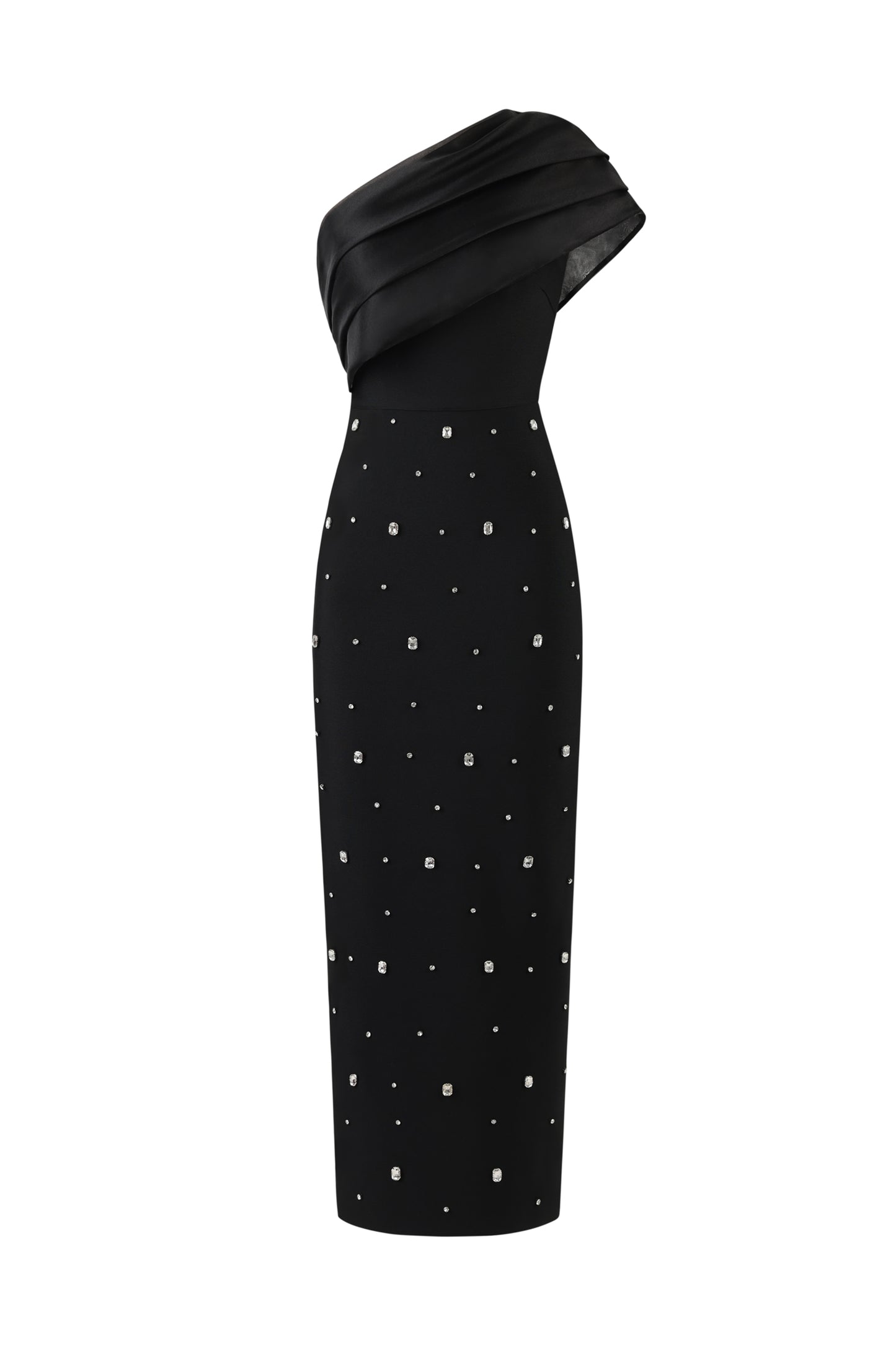Vestido Maxi Bandage Ninon Ombro Único com Brilhantes
