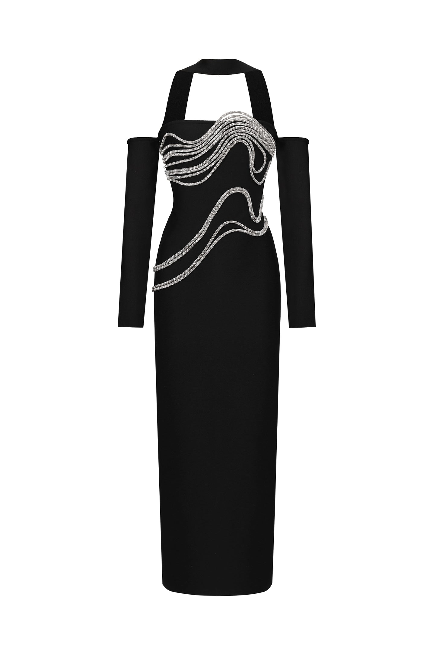 Vestido Maxi Lokama com Strass e Sem Alças