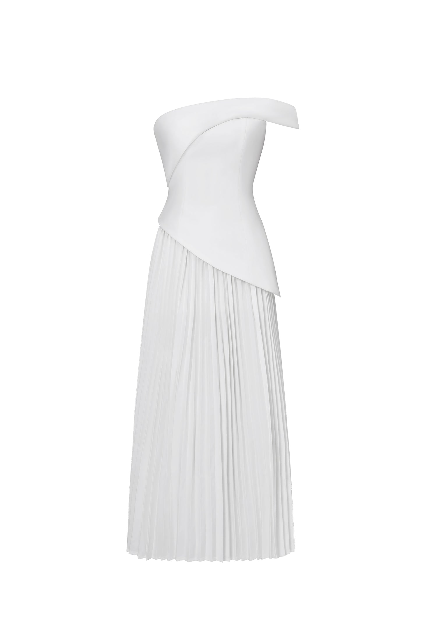 Maxi Dress Vickee com Ombro a Ombro e Pregas Assimétricas