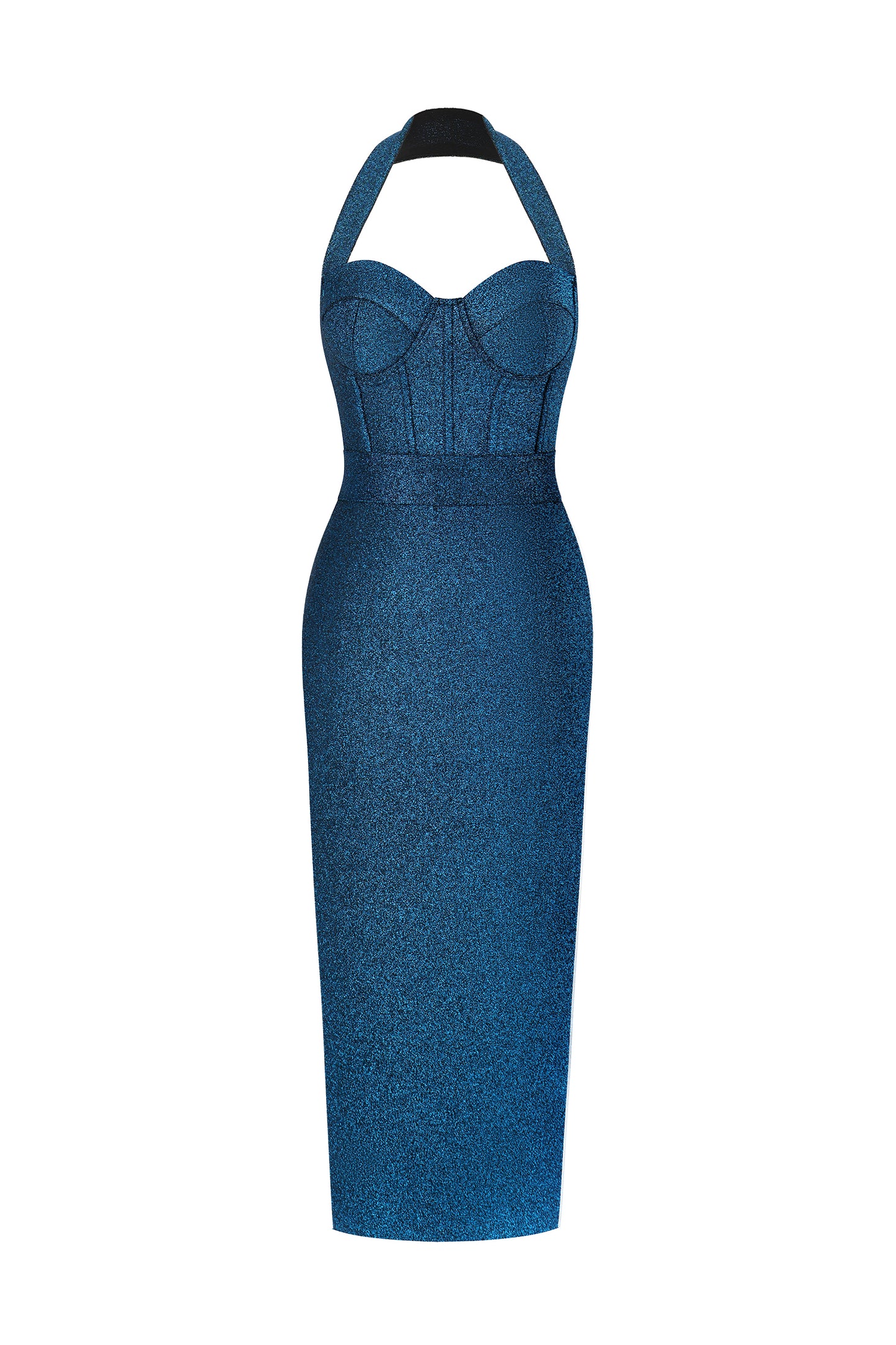 Vestido Midi Zamiel com Halter e Detalhe Contornado