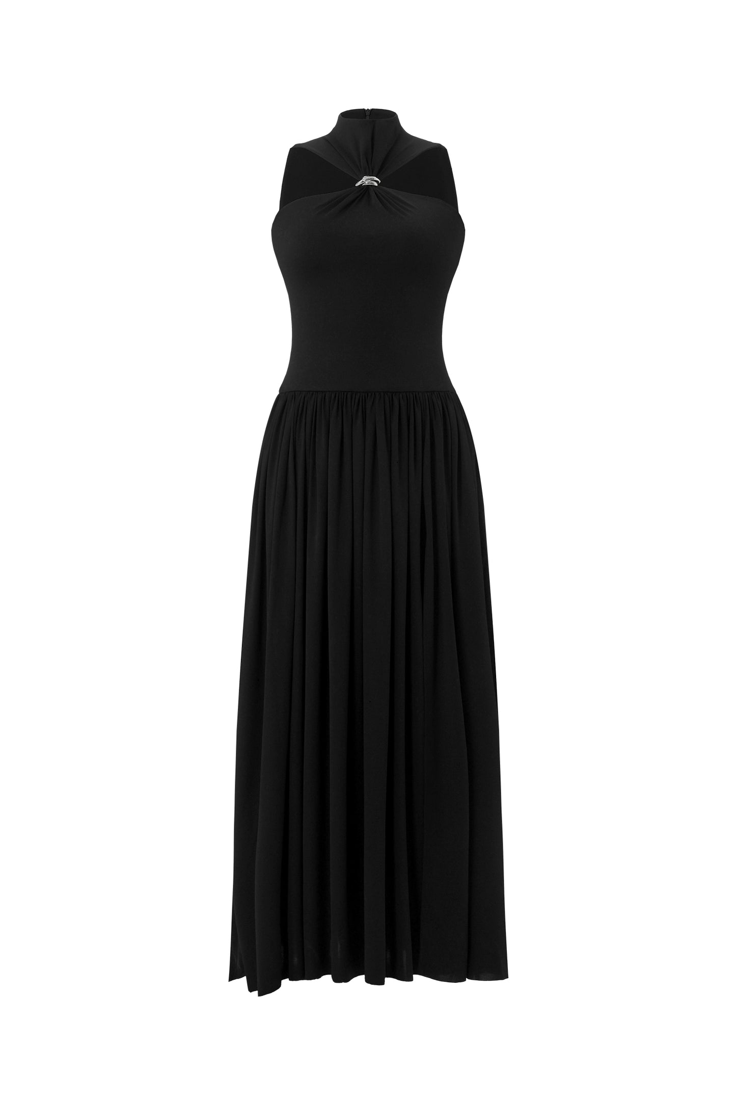 Halter Maxi Dress Vincy com Fenda e Detalhe em Metal