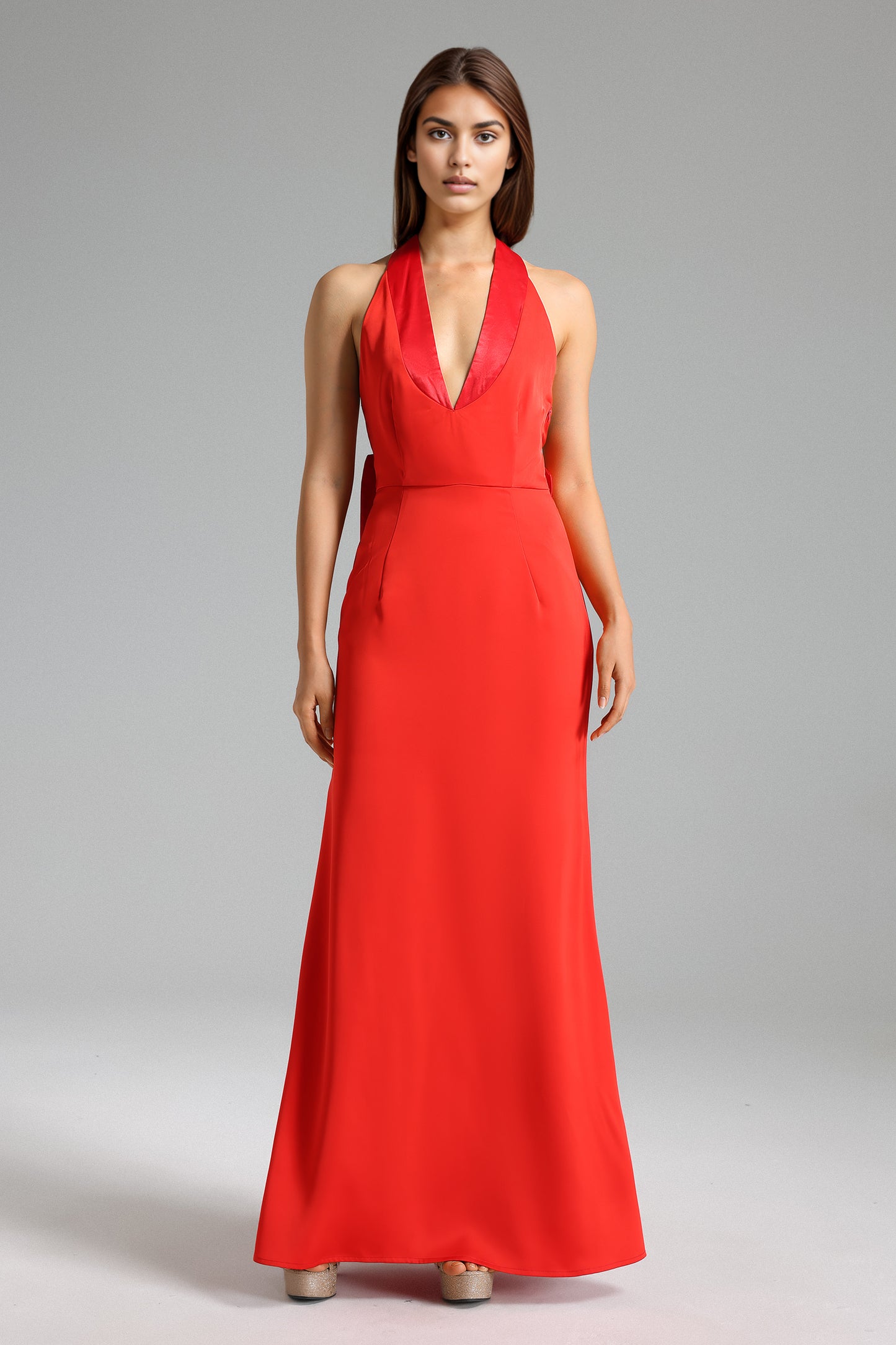 Vestido Midi Halterneck Gabriella com Costas Nuas