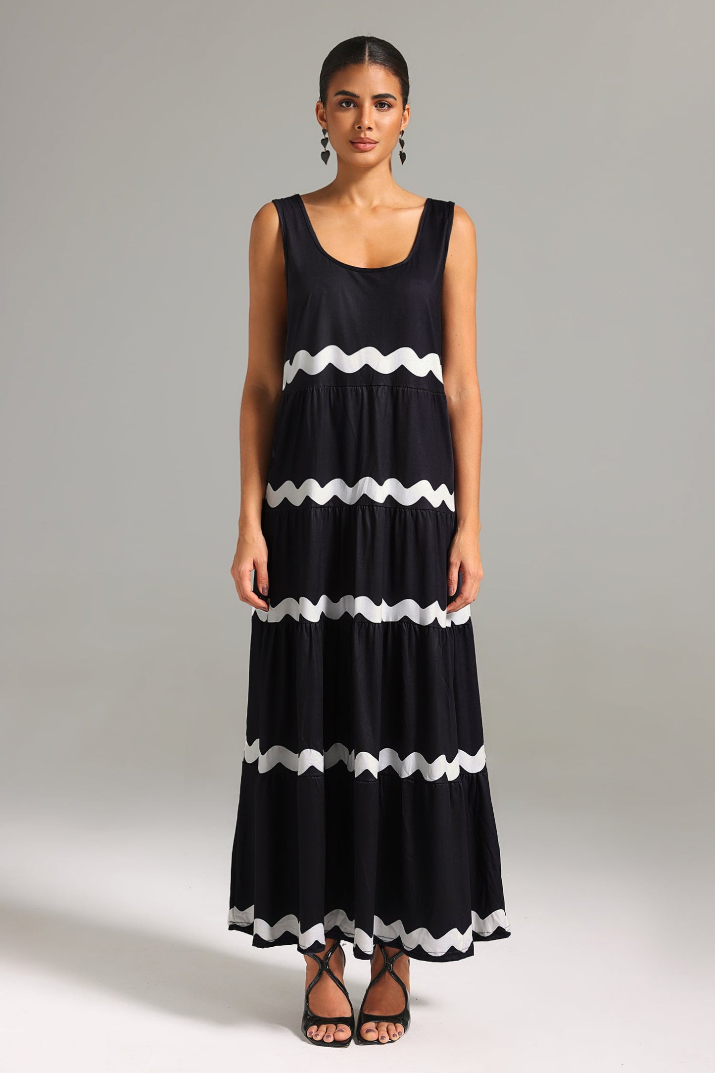 Vestido Maxi Kavaza Sem Mangas com Listras