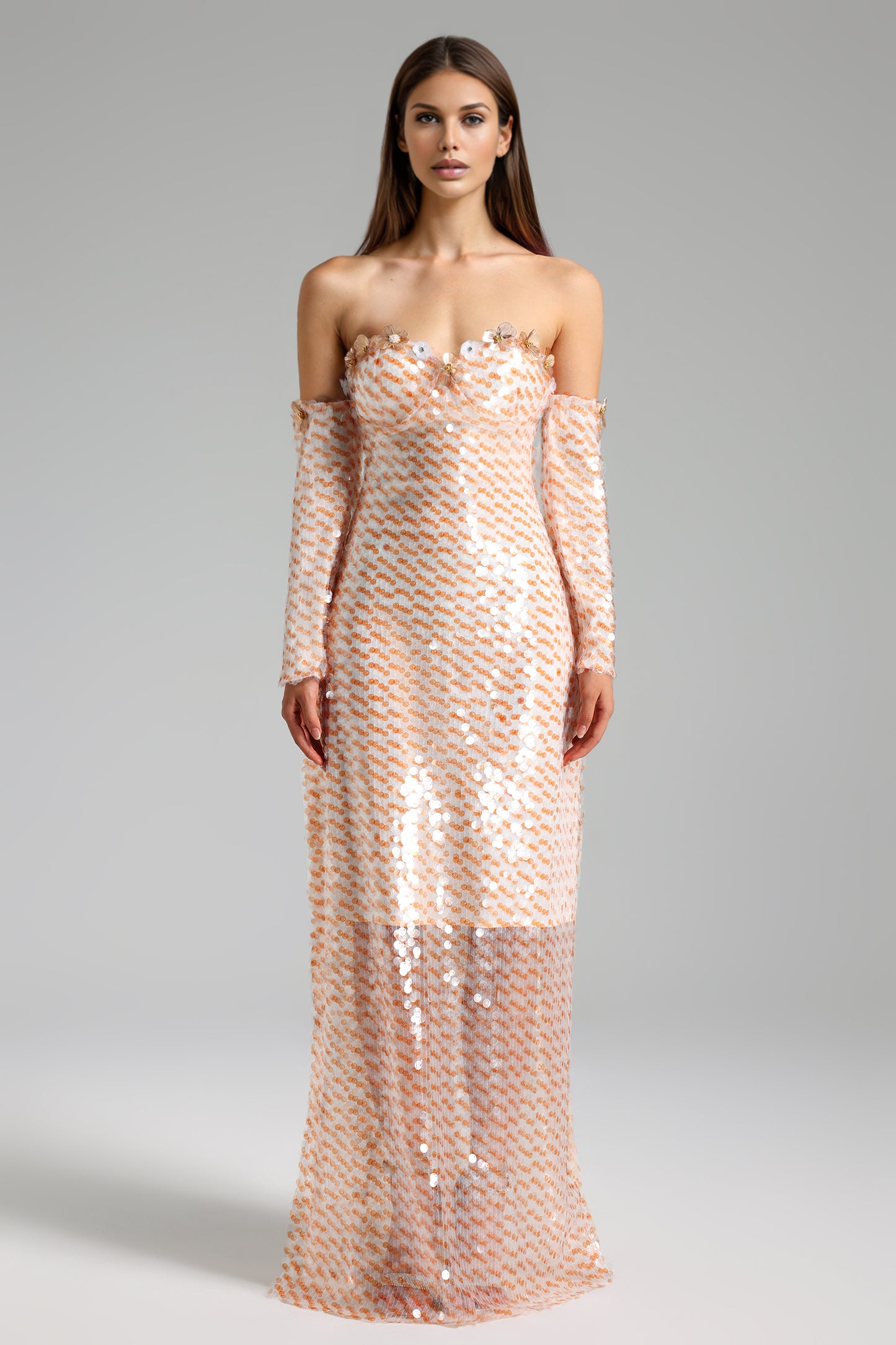 Vestido Midi Ferean com Flores Tubinho