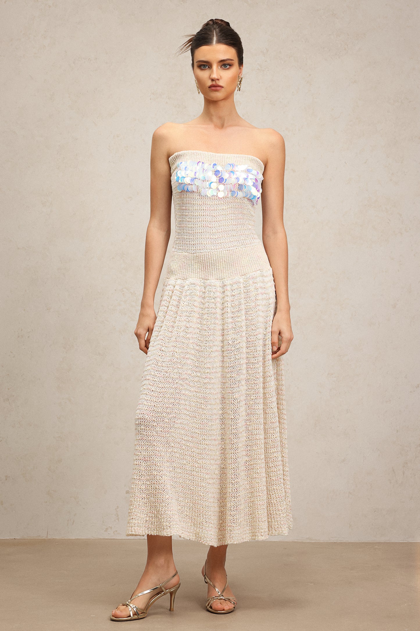 Ikala – Vestido Sem Mangas com Paetê, Comprimento Longo