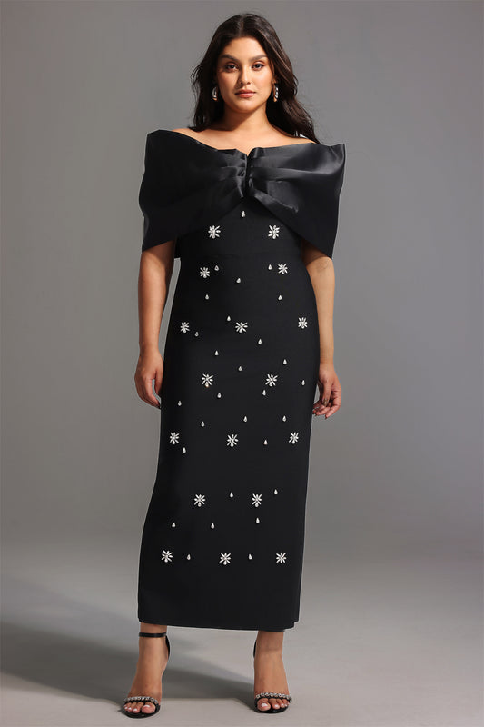 Vestido Maxi Soloma com Aplicações Diamond