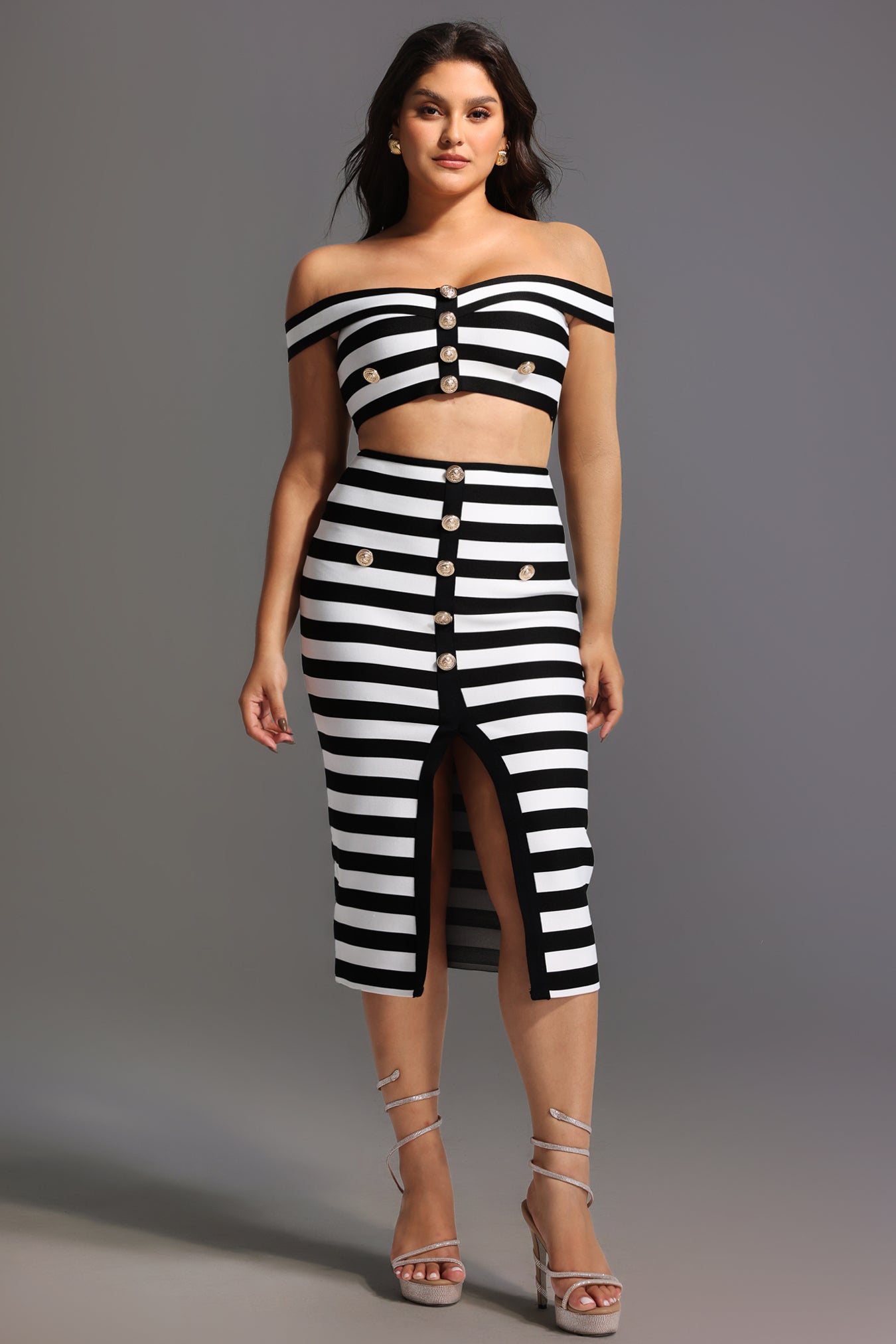 Conjunto Martha Ombro a Ombro com Recortes e Fenda