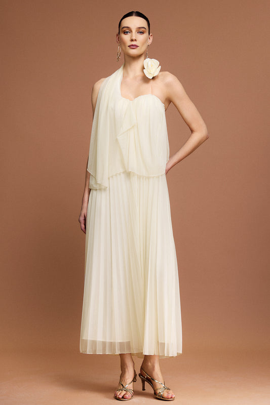 Vestido Maxi Kavasa Sem Mangas com Pregas em Flores