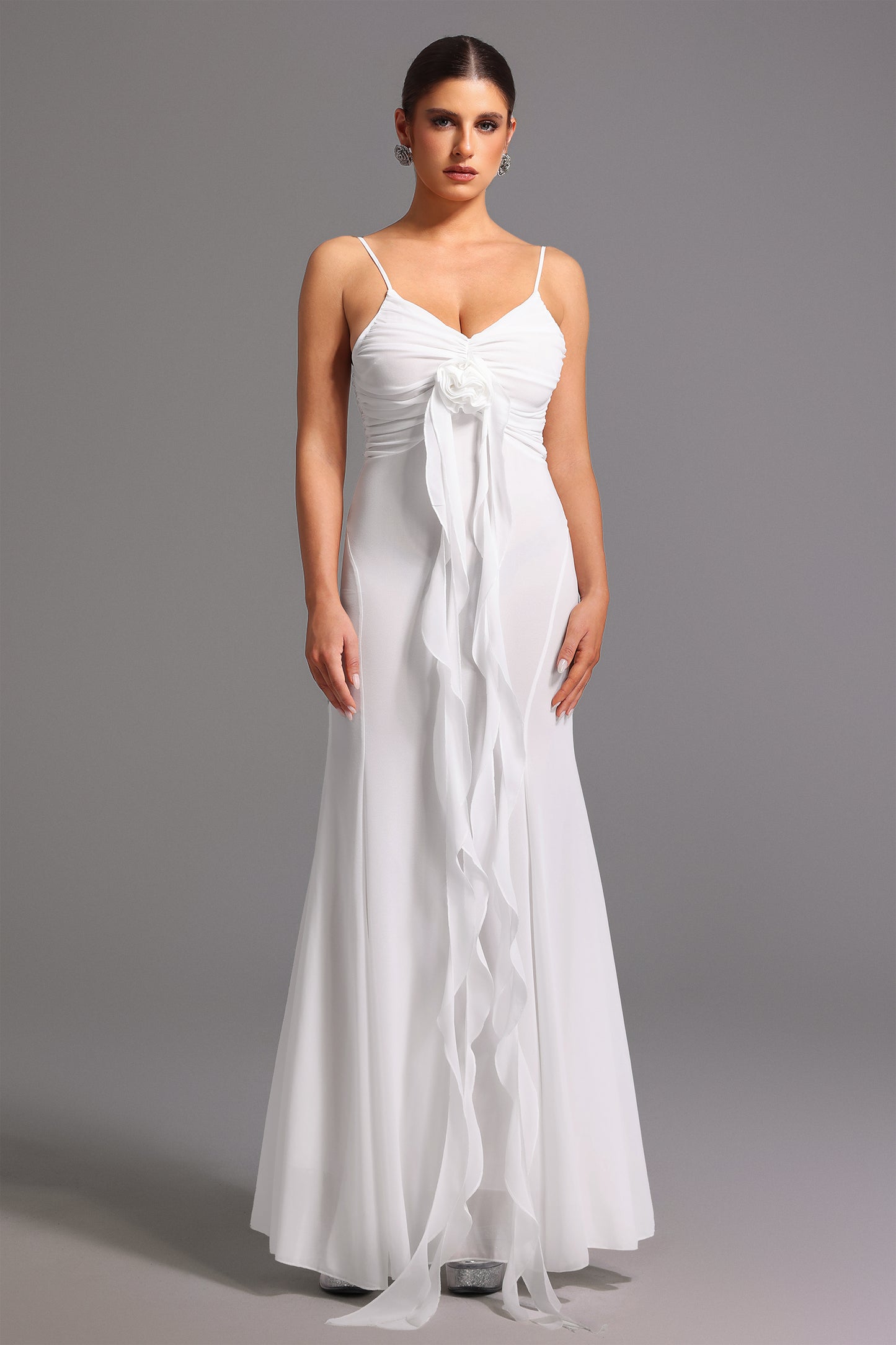 Vestido Maxi Dora Decote Profundo sem Mangas