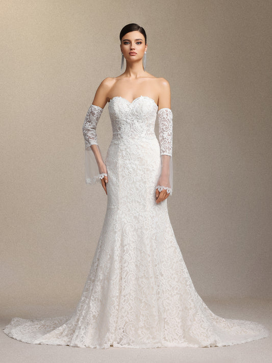 Vestido de Noiva Lumo com Renda e Cauda Sereia
