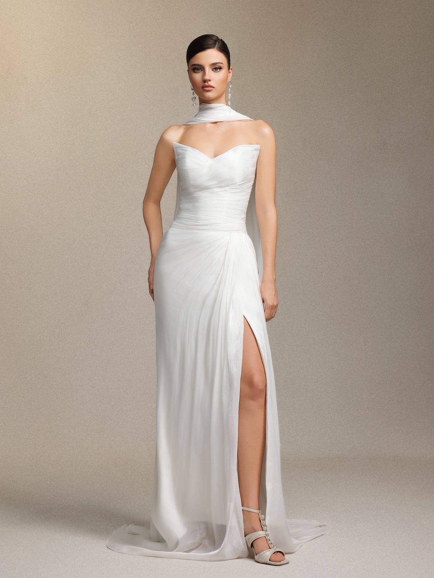 Vestido de Noiva Verdad Pregueado Sem Alças Maxi