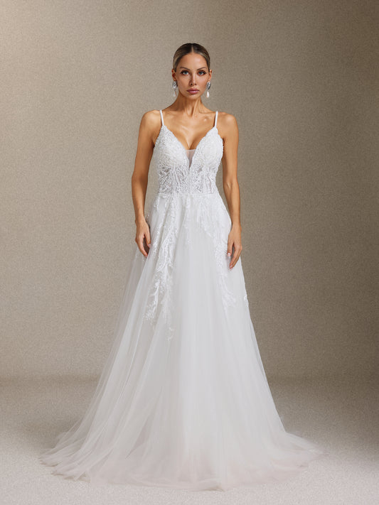 Vestido de Noiva Yetta Maxi com Renda Aplicada e Halter