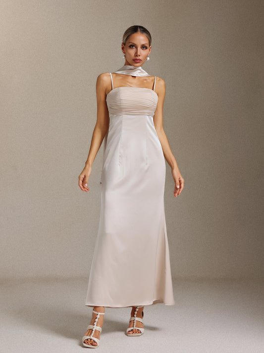 Vestido Maxi Tadita com Alças Finas e Efeito Modelador