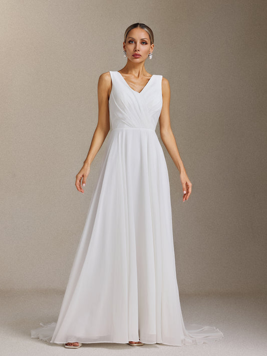 Vestido de Noiva Kerade com Pregas e Costas Nuas