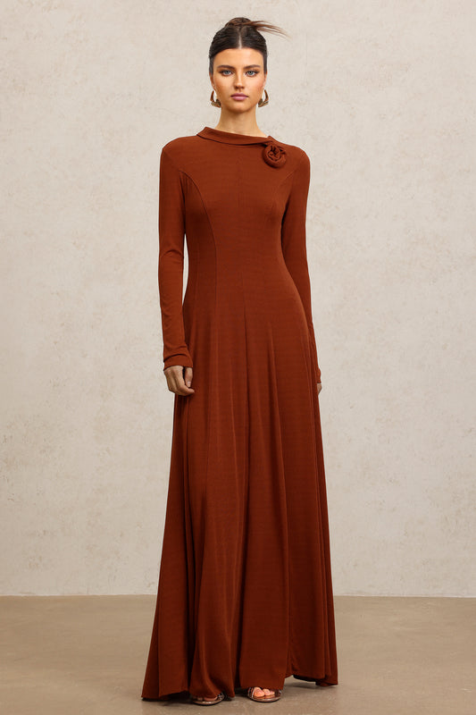 Vestido Maxi Juny com Mangas Longas e Flores