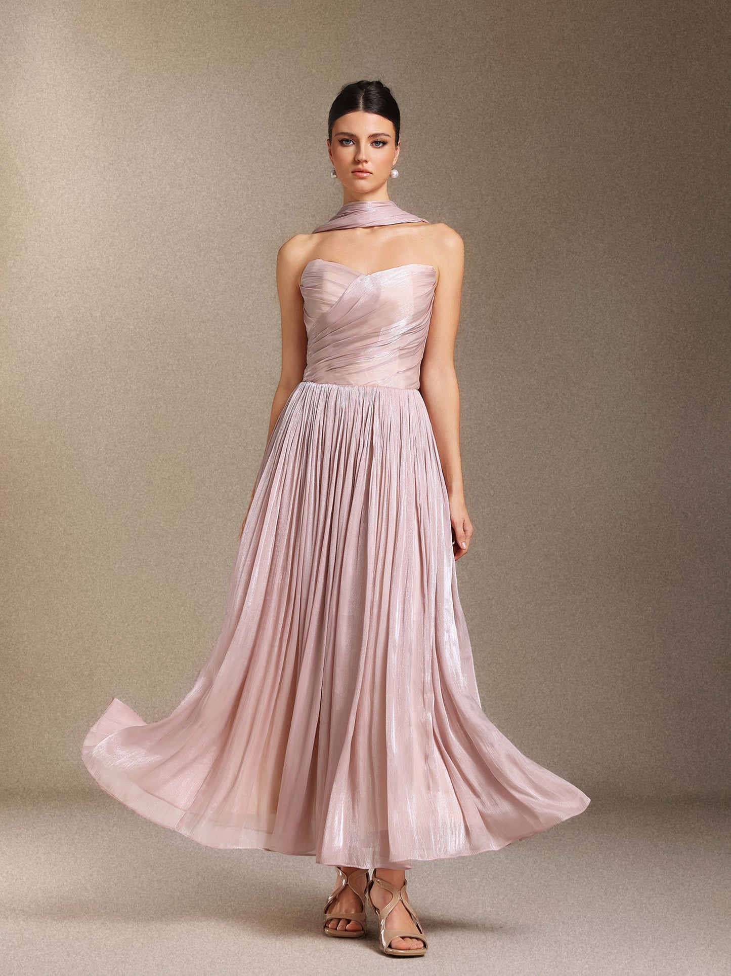 Vestido de Festa Midi Yeil com Drapeado em Fita