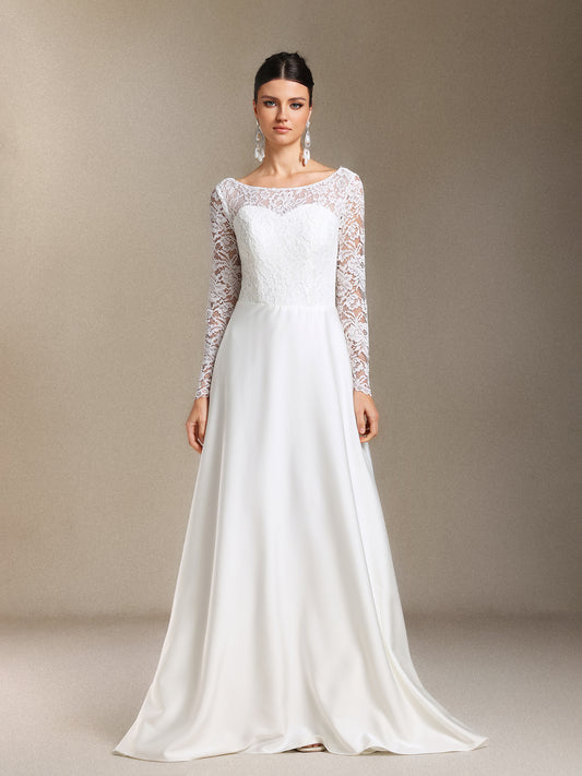 Vestido de Noiva Mavis com Renda e Costas Nuas