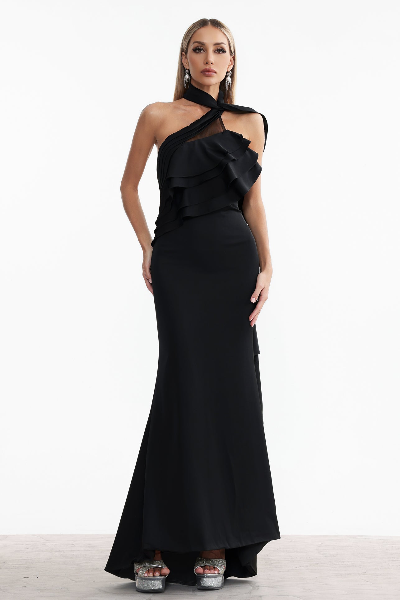 Halter Maxi Dress Willa com Babado