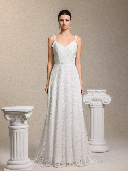 Vestido Maxi Tatum Decote V em Renda Branca