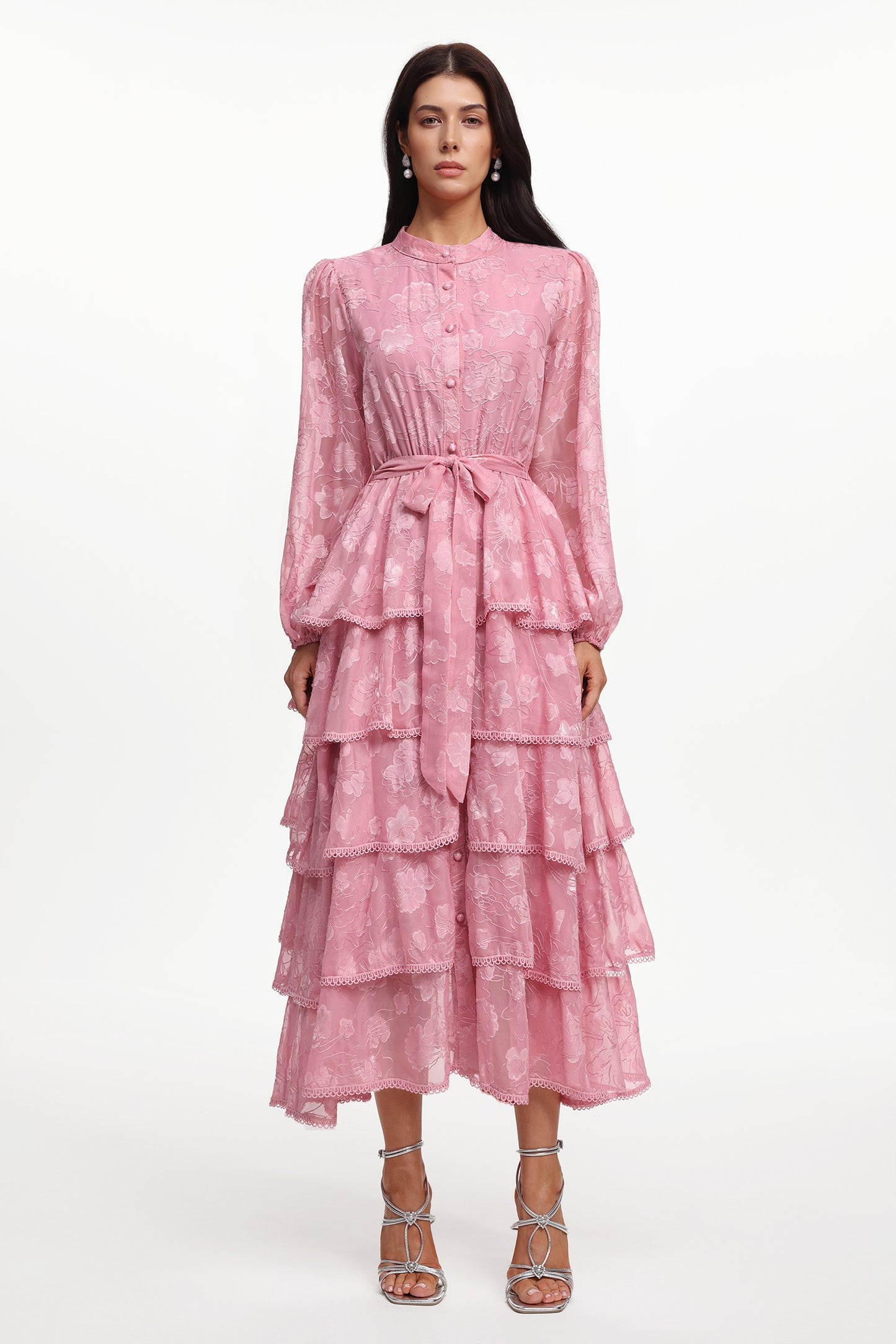 Vestido Nani: Maxi em Tecido Floral com Manga Longa