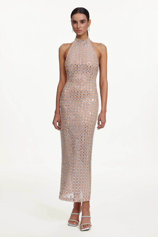 Halter Maxi Dress Sabryn com Cristais
