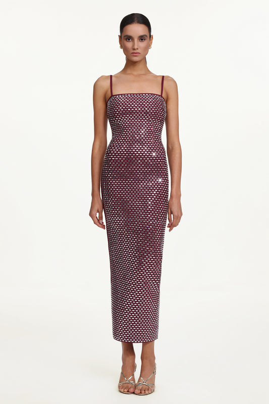 Vestido Maxi Orisy Sem Mangas com Aplicações de Cristal