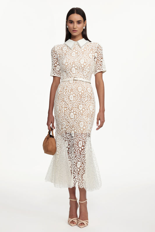 Vestido Maxi Selly em Renda com Detalhes em Strass