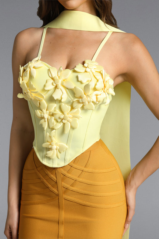 Top Sada Contorno Floral com Fita em Bandagem