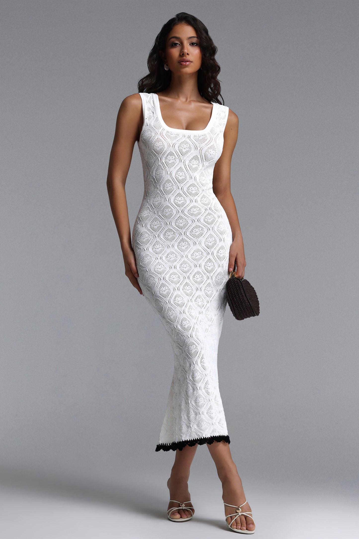 Vestido Maxi Etta em Malha Estruturada Branca