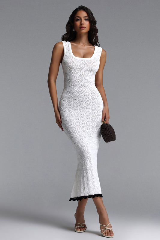 Vestido Maxi Etta em Malha Estruturada Branca