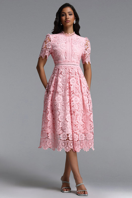 Vestido Midi Valema em Renda Floral