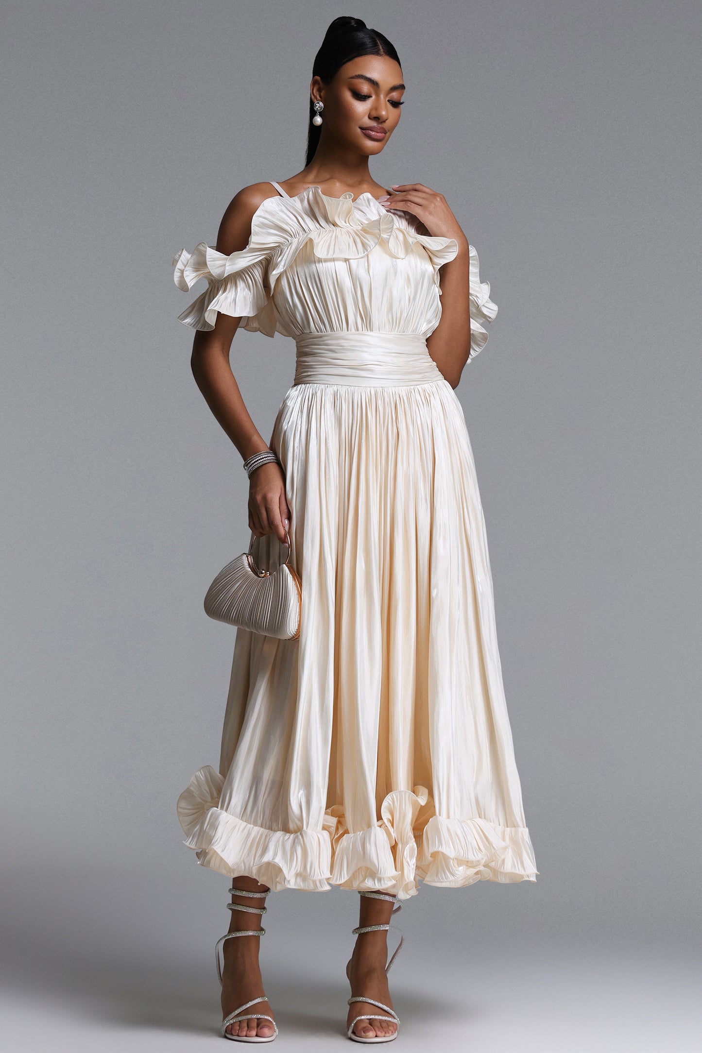 Vestido Maxi Suku Ombro a Ombro com Franzidos