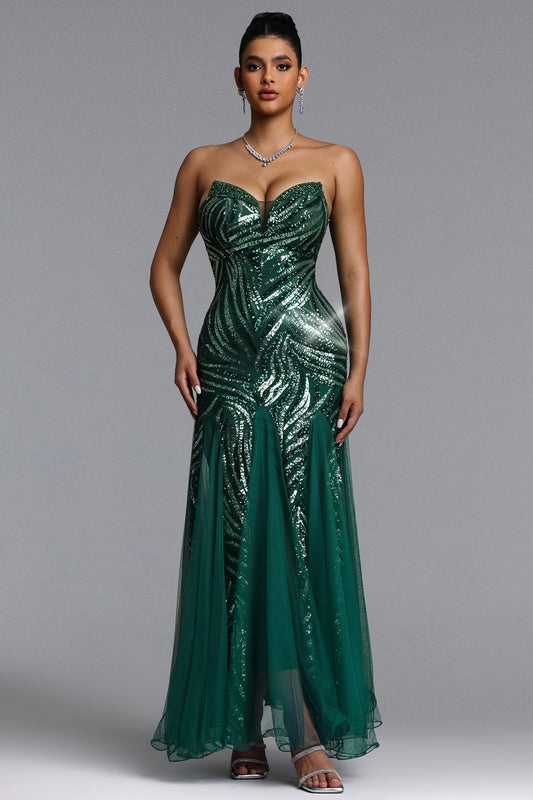 Vestido Maxi Sally com Paetês Verde